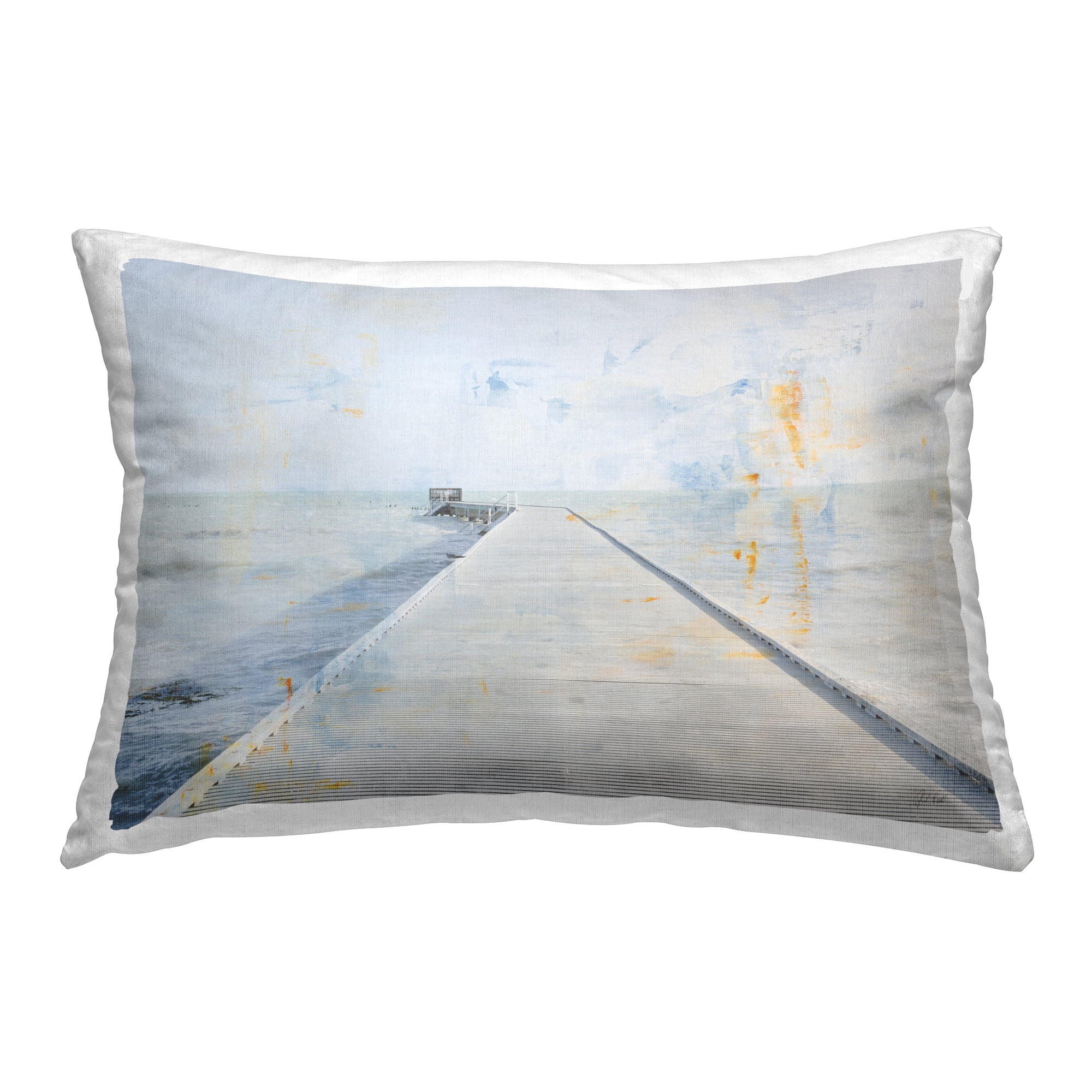 Stupell Industries Pier View Distressed Accents Decorative Printed Throw Pillow Design by Deborah Revell.