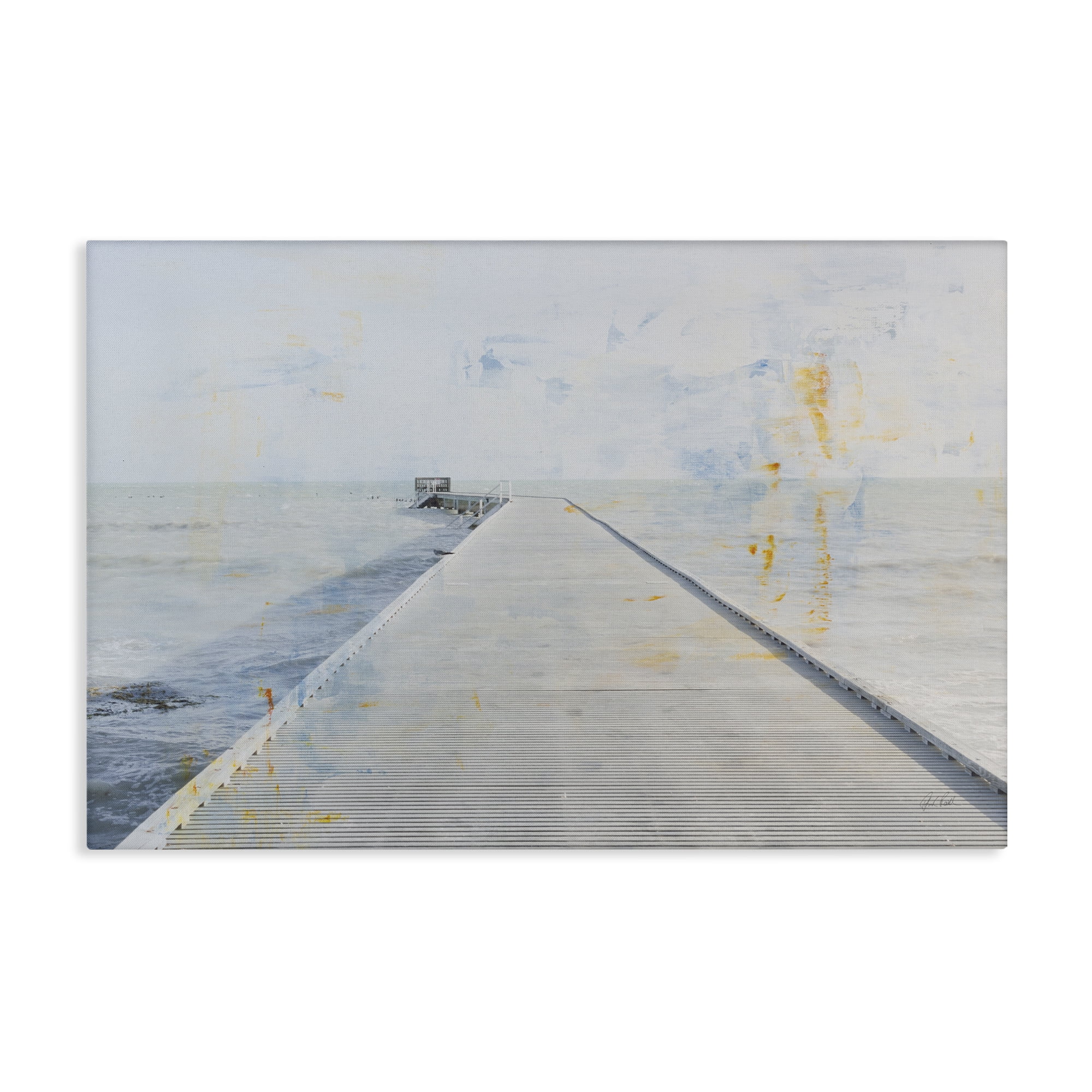 Stupell Industries Pier View Distressed Accents Landscape & Nature Painting Wrapped Canvas Art Print Wall Art, 30 x 20
