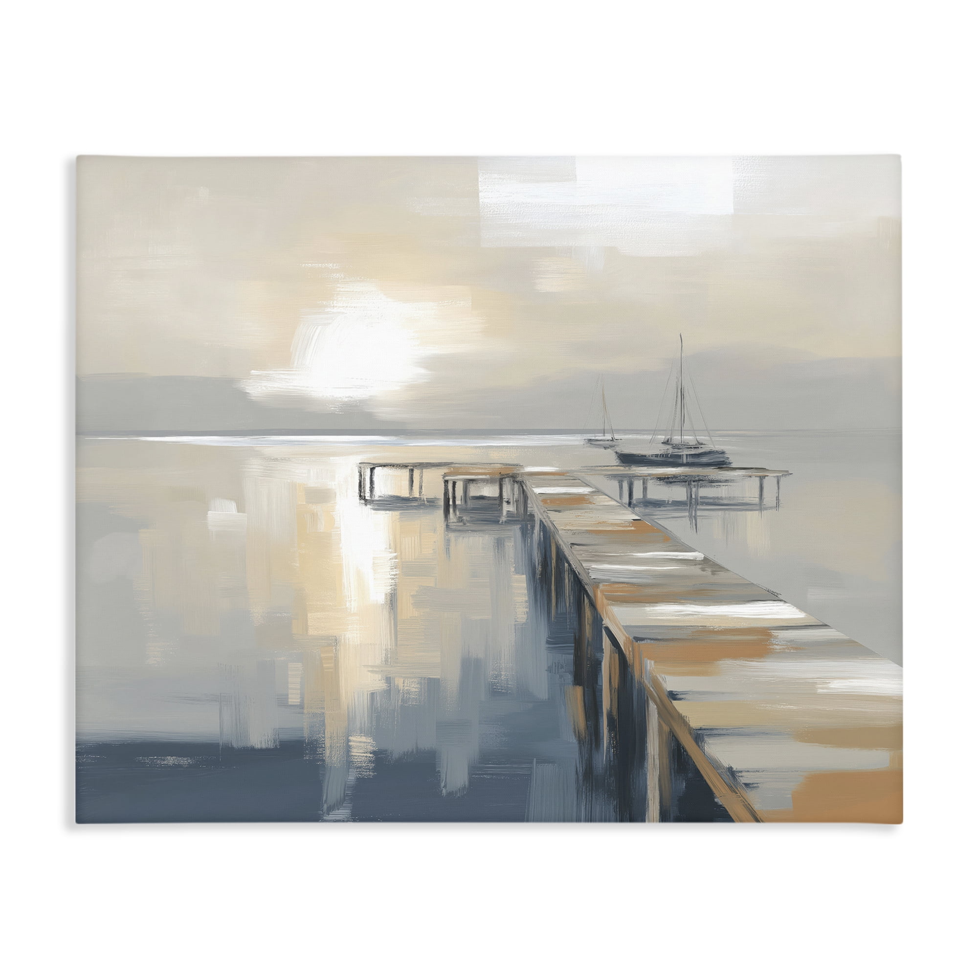 Stupell Industries Pier with Sailboat Seascape Canvas Wall Art, design by Kim Curinga