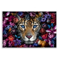 Stupell Industries Piercing Leopard Gaze Plants & Flowers Painting Unframed Art Print Wall Art, 15 x 10