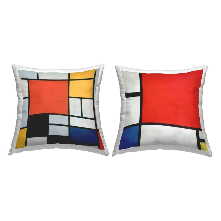 Red And White Geometric Squares Decorative Throw Pillow Cover Red And White Geometric Squares Decorative Throw Pillow Cover