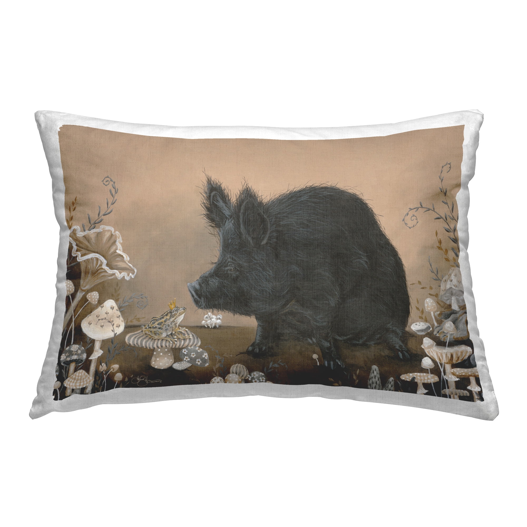 Stupell Industries Pig & Frog with Crown Decorative Printed Throw Pillow Design by Hollihocks Art