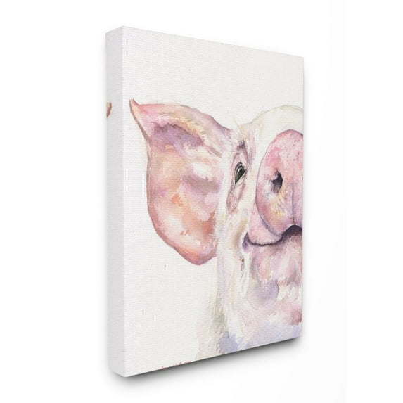 Stupell Industries Pig Head Animal Watercolor Painting Canvas Wall Art by George Dyachenko