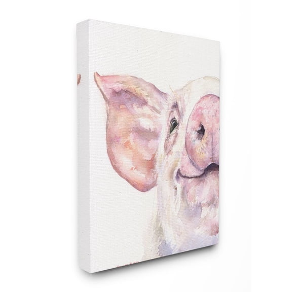 Stupell Industries Pig Head Animal Watercolor Painting Super Canvas Wall Art by George Dyachenko