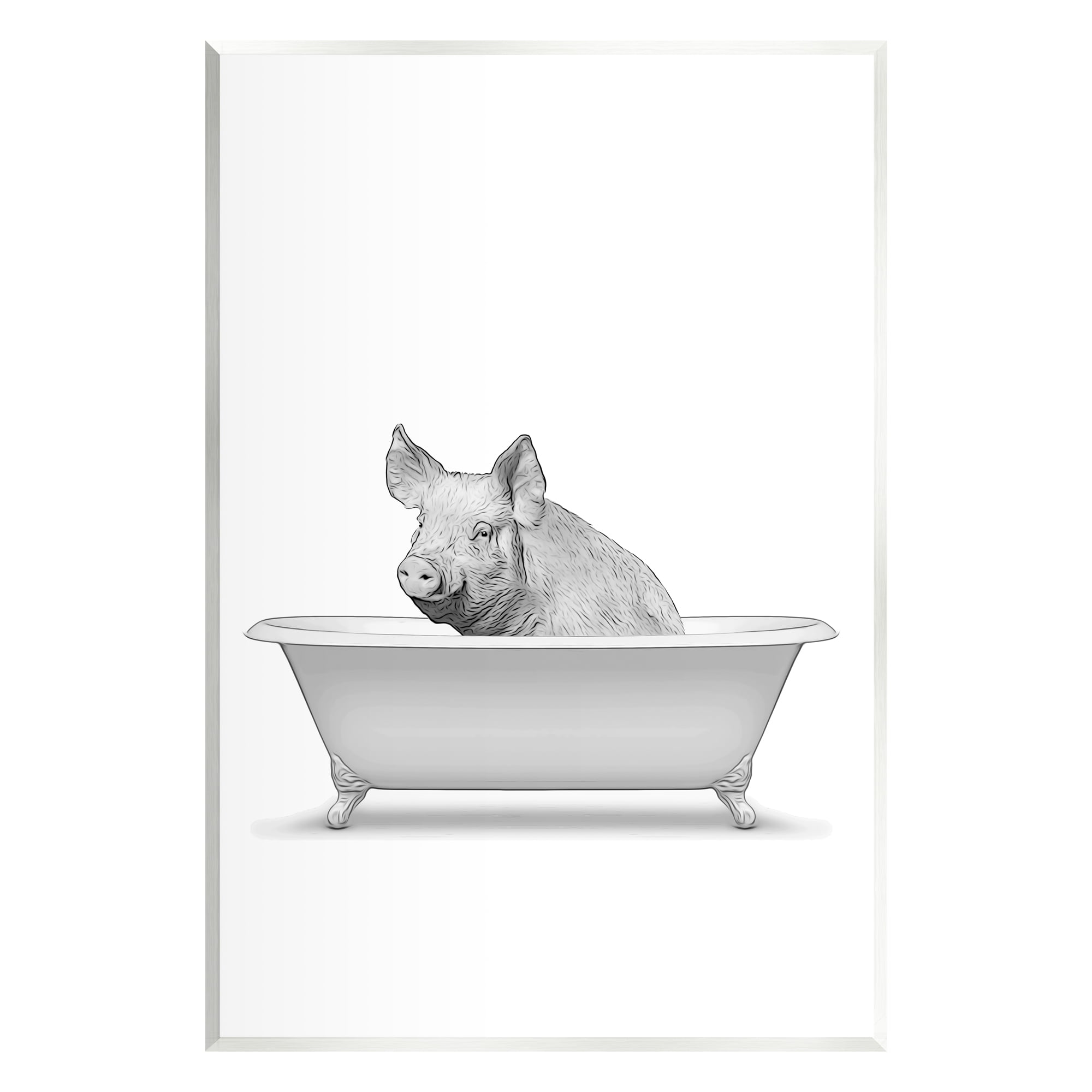Stupell Industries Pig In Tub Bathroom Animal Animals & Insects Painting Unframed Art Print Wall Art