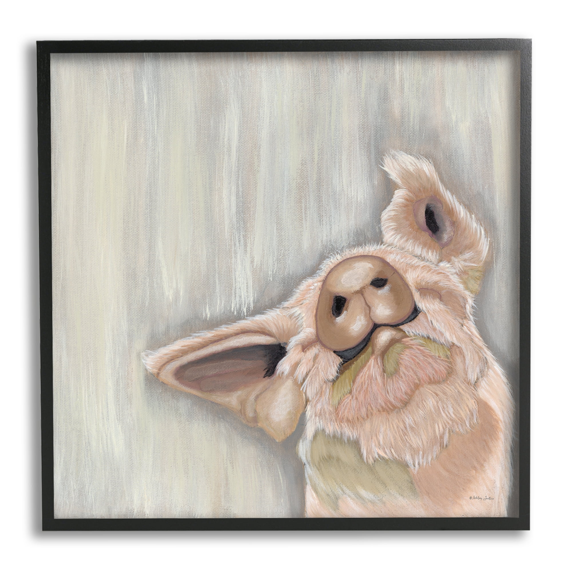 Stupell Industries Pig Looking Upward Animals & Insects Painting Black Framed Art Print Wall Art, 24 x 24