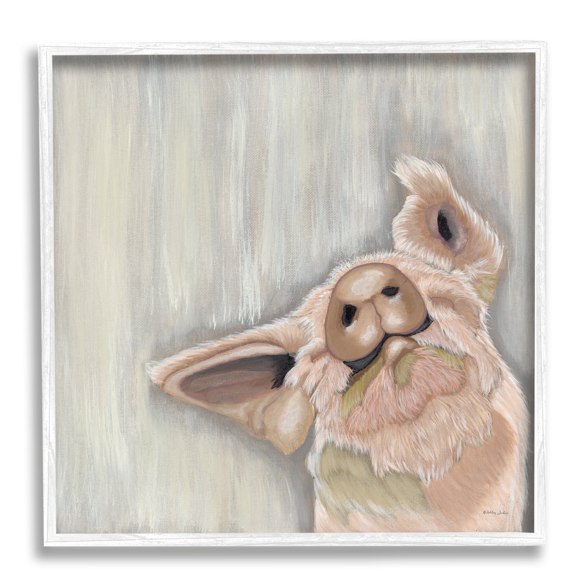 Stupell Industries Pig Looking Upward Animals & Insects Painting White Framed Art Print Wall Art, 24 x 24