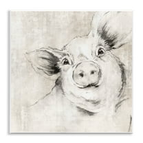 Stupell Industries Pig Sketch Impression Animals Drawing Unframed Art Print Wall Art, 12 x 12