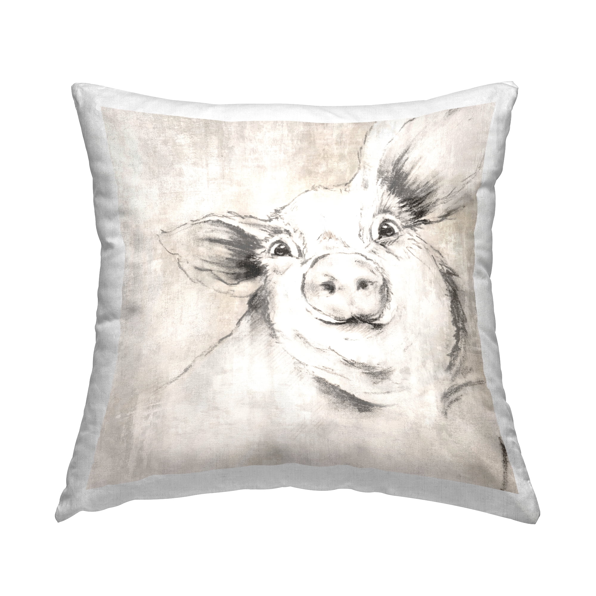Stupell Industries Pig Sketch Impression Decorative Printed Throw Pillow Design by Eli Jones.
