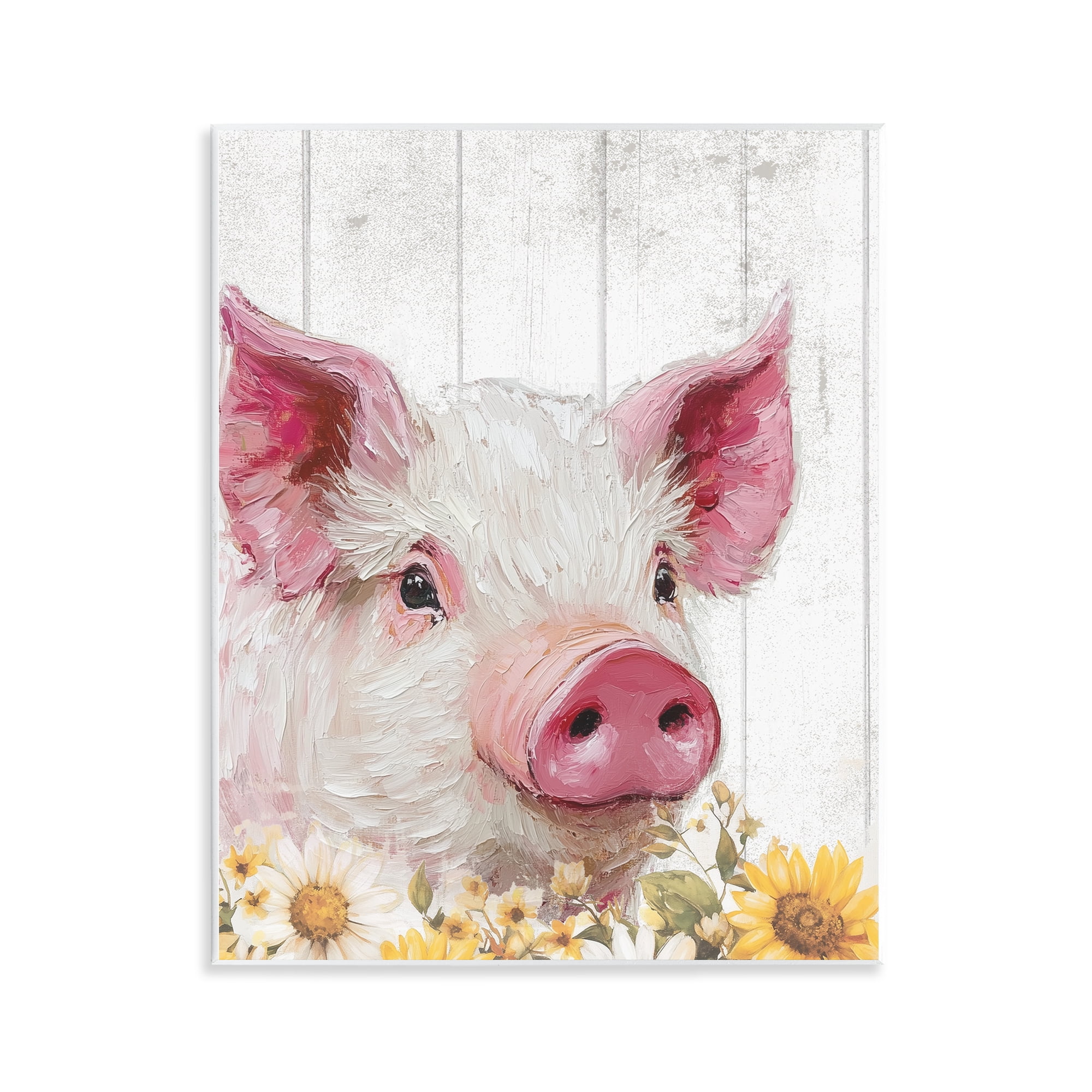 Stupell Industries Pig and Sunflowers Wall Plaque Art, design by Christine Simpson Art