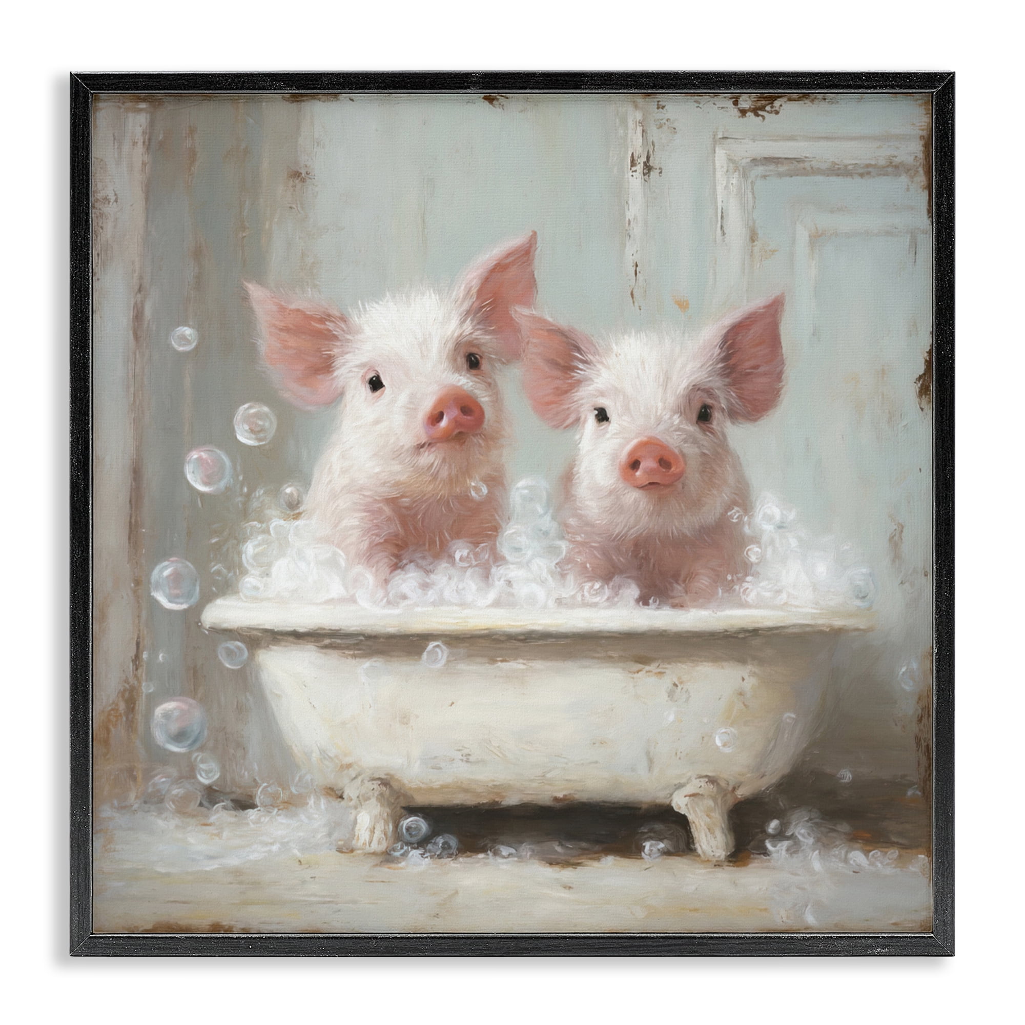 Stupell Industries Piglet Bubble Bath Black Framed Giclee Art, design by Tina LeCour