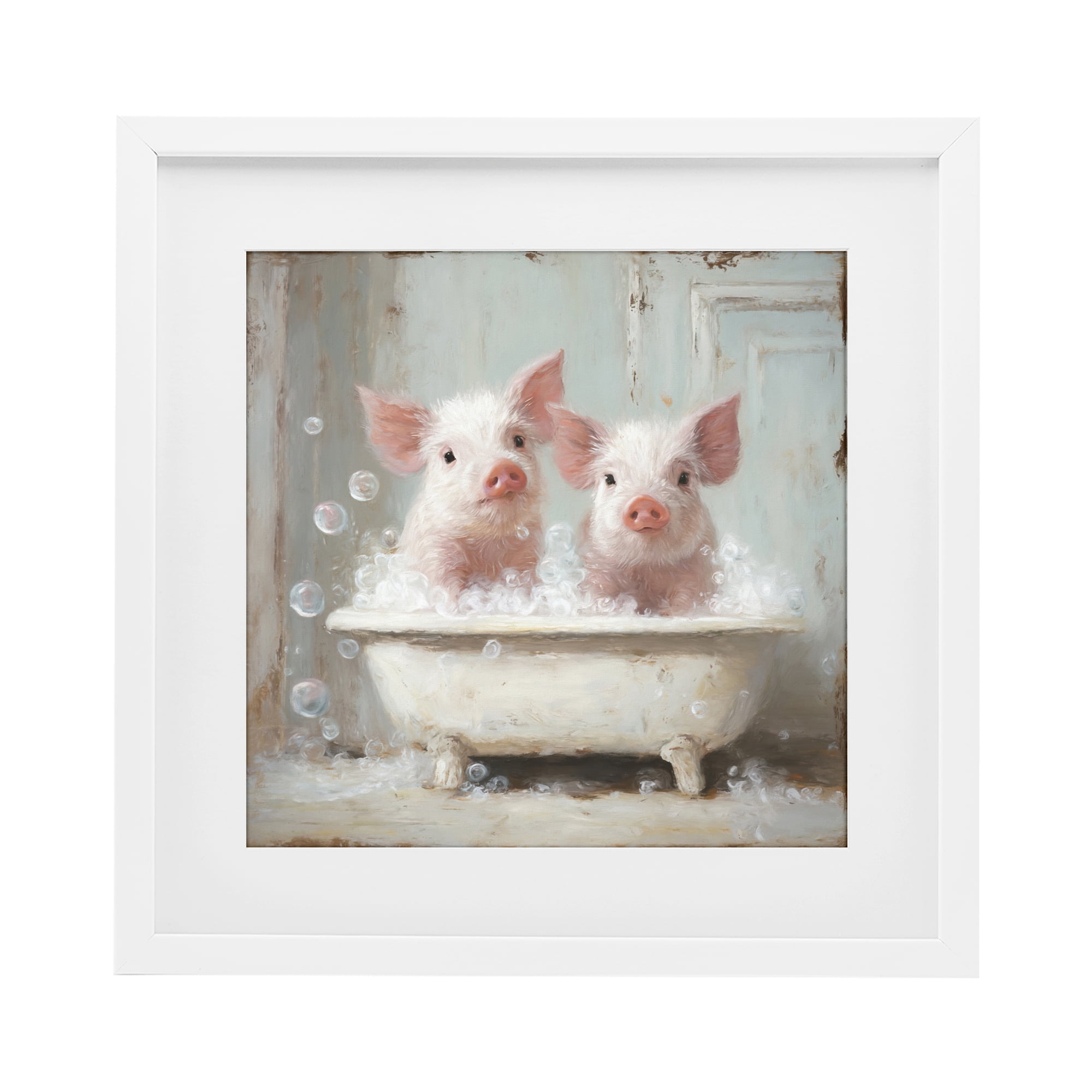 Stupell Industries Piglet Bubble Bath White Framed Print Under Glass, design by Tina LeCour