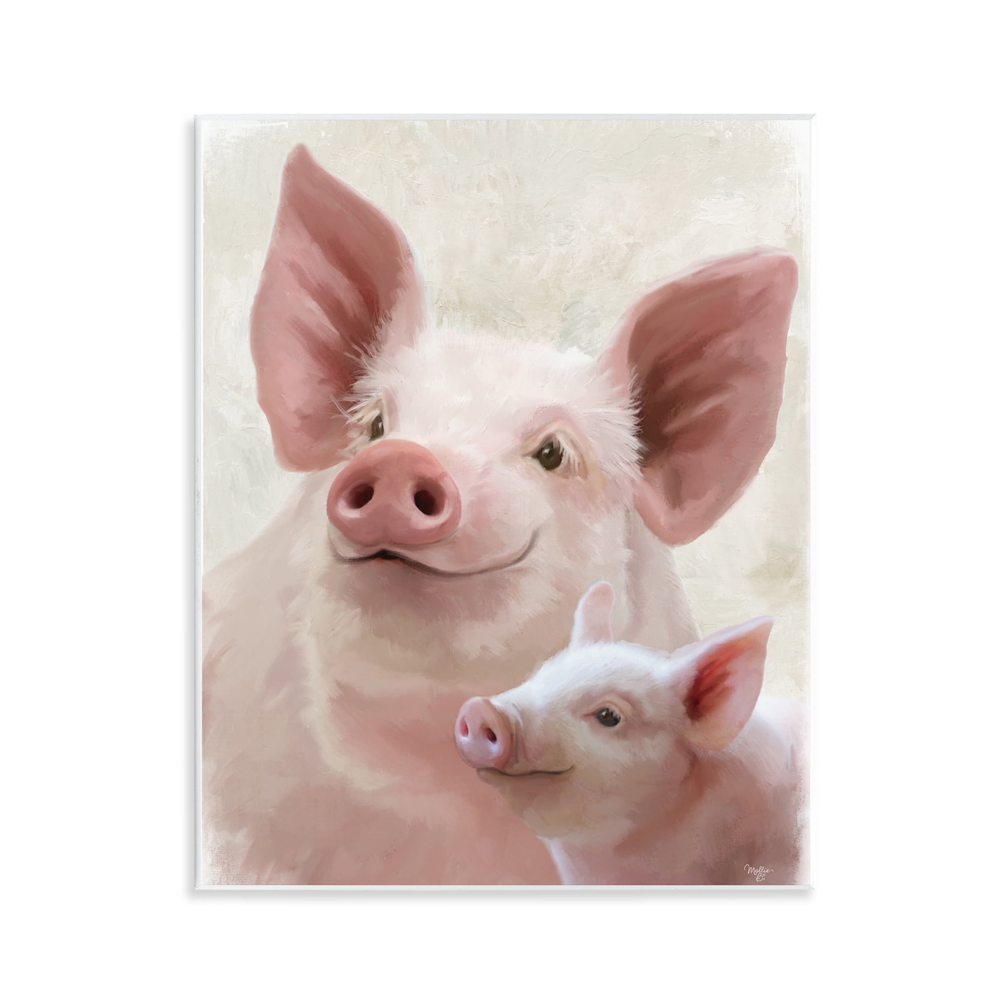 Stupell Industries Piglet & Mom Portrait Wall Plaque Art, design by Mollie B.