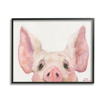 Stupell Industries Piglet Peeking Portrait Animals & Insects Painting Black Framed Art Print Wall Art, 14 x 11