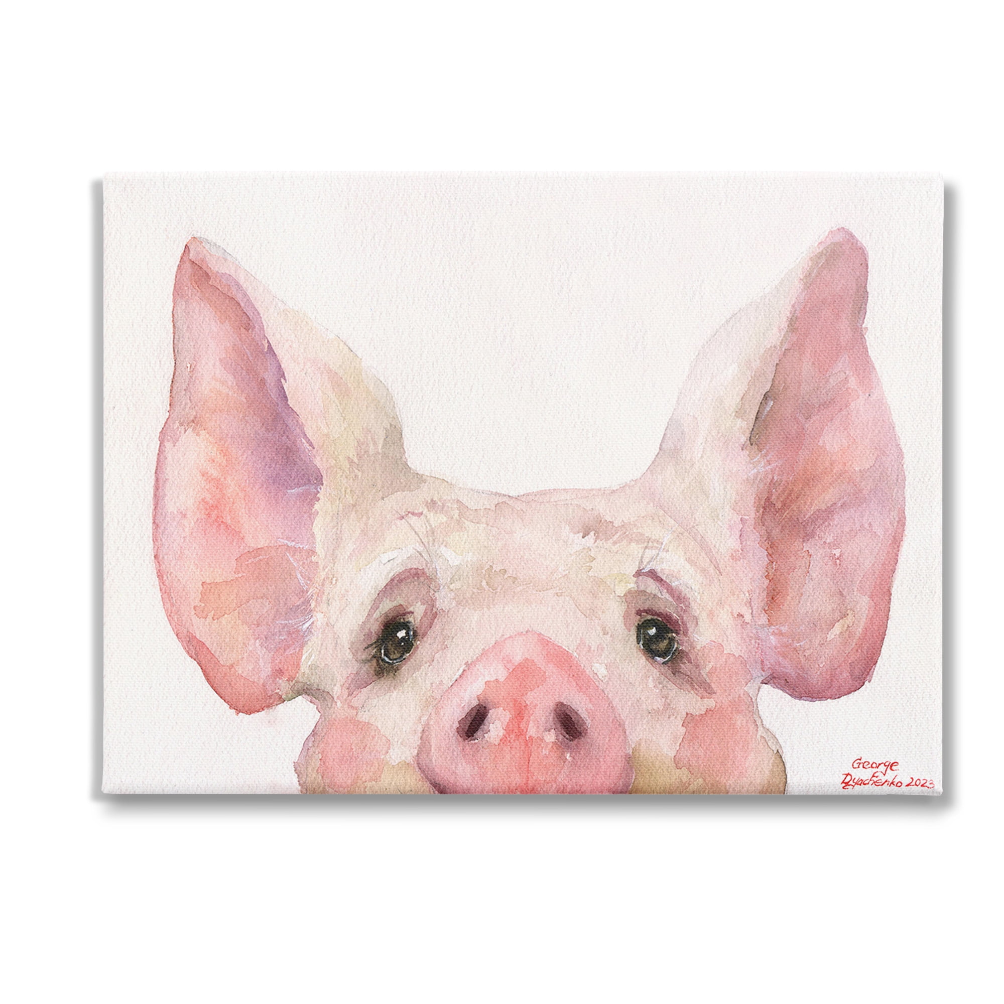 Stupell Industries Piglet Peeking Portrait Animals & Insects Painting Gallery Wrapped Canvas Art Print Wall Art, 40 x 30