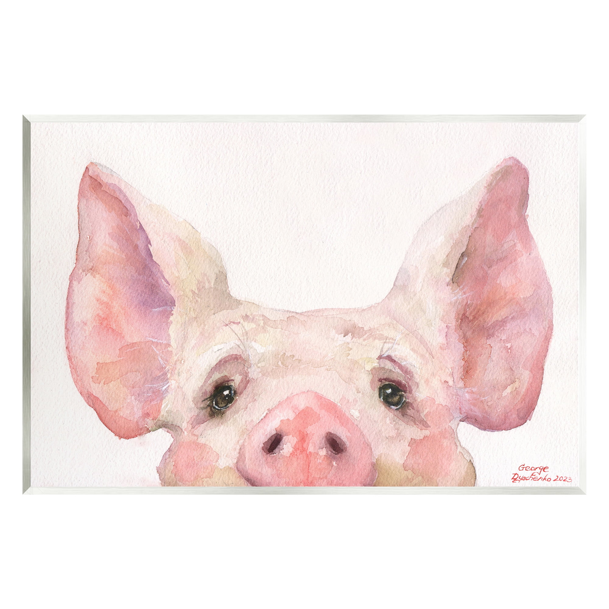 Stupell Industries Piglet Peeking Portrait Animals & Insects Painting Unframed Art Print Wall Art, 19 x 13