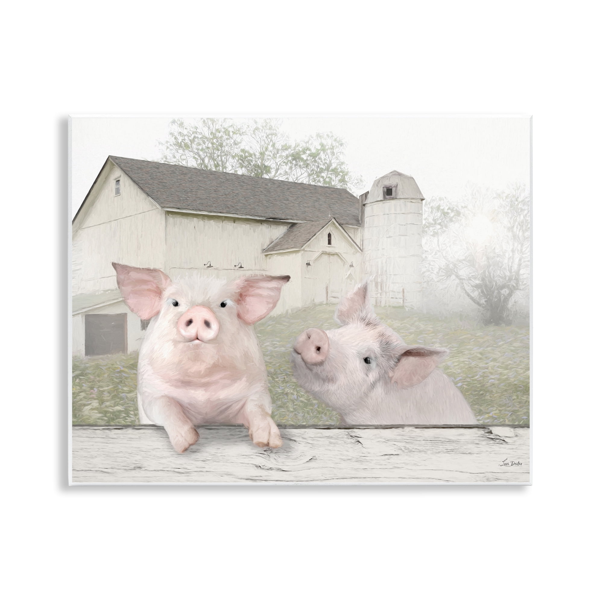 Stupell Industries Piglets Farm Scenery Animals & Insects Painting Unframed Art Print Wall Art, 14 x 11