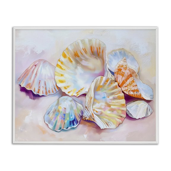 Stupell Industries Pile of Various Seashells Animals Painting White Framed Art Print Wall Art, 14 x 11