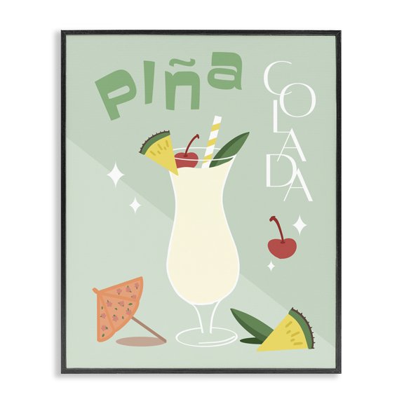 Stupell Industries Pina Colada Minimalism Black Framed Giclee Art design by ANNA QUACH, 30 x 24