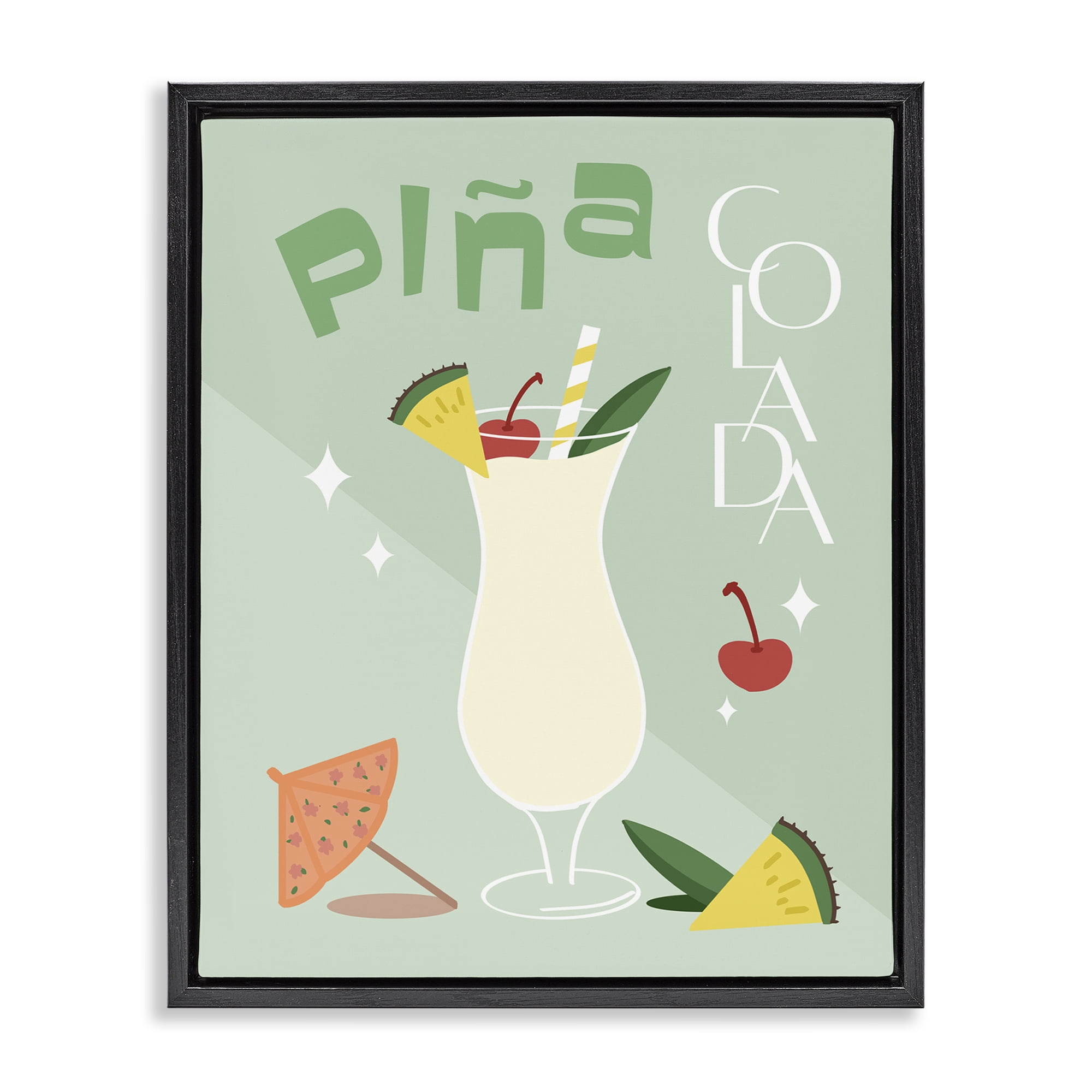 Stupell Industries Pina Colada Typography Food & Beverage Painting Black Floater Framed Canvas Art Print Wall Art, 25 x 31