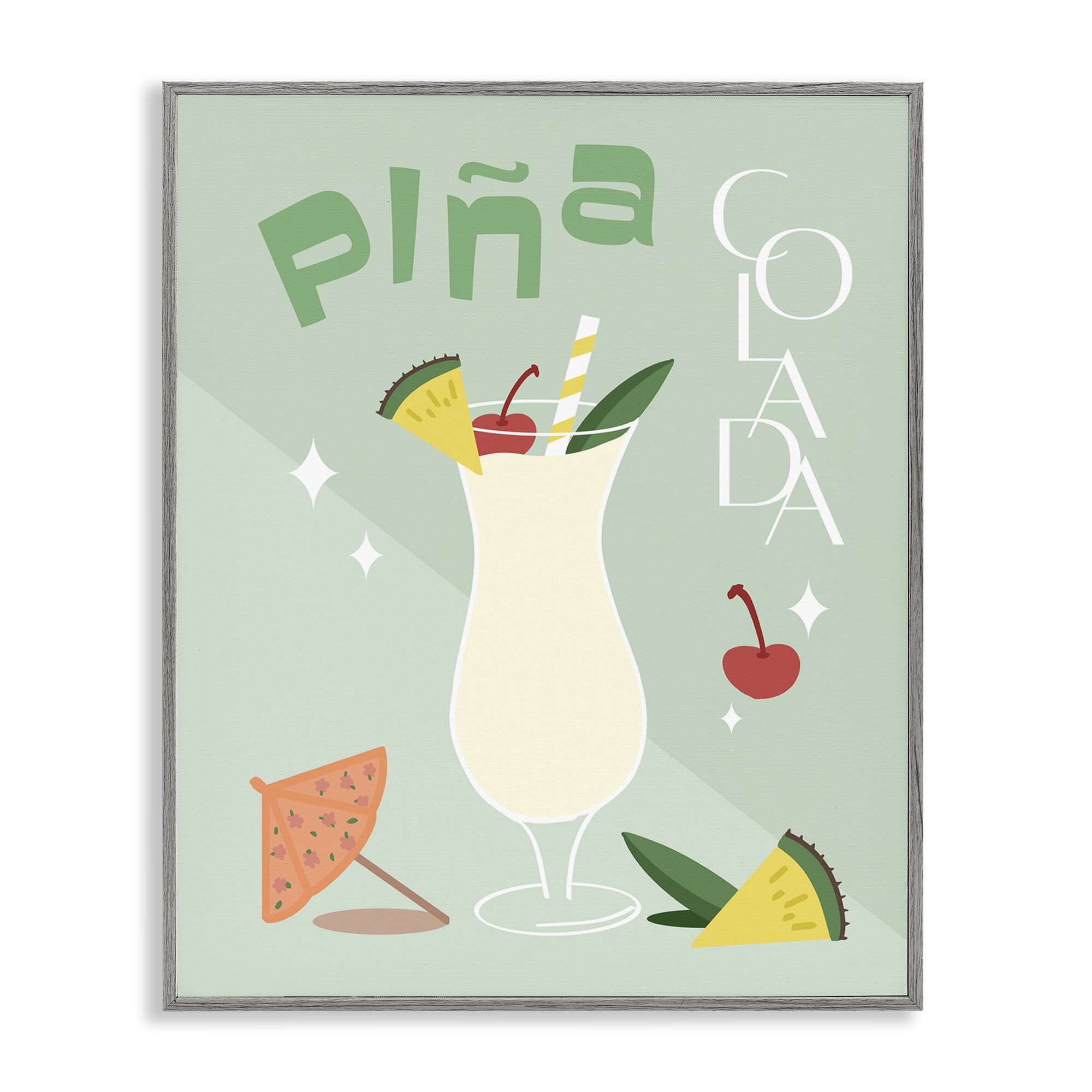 Stupell Industries Pina Colada Typography Food & Beverage Painting Gray Framed Art Print Wall Art, 16 x 20