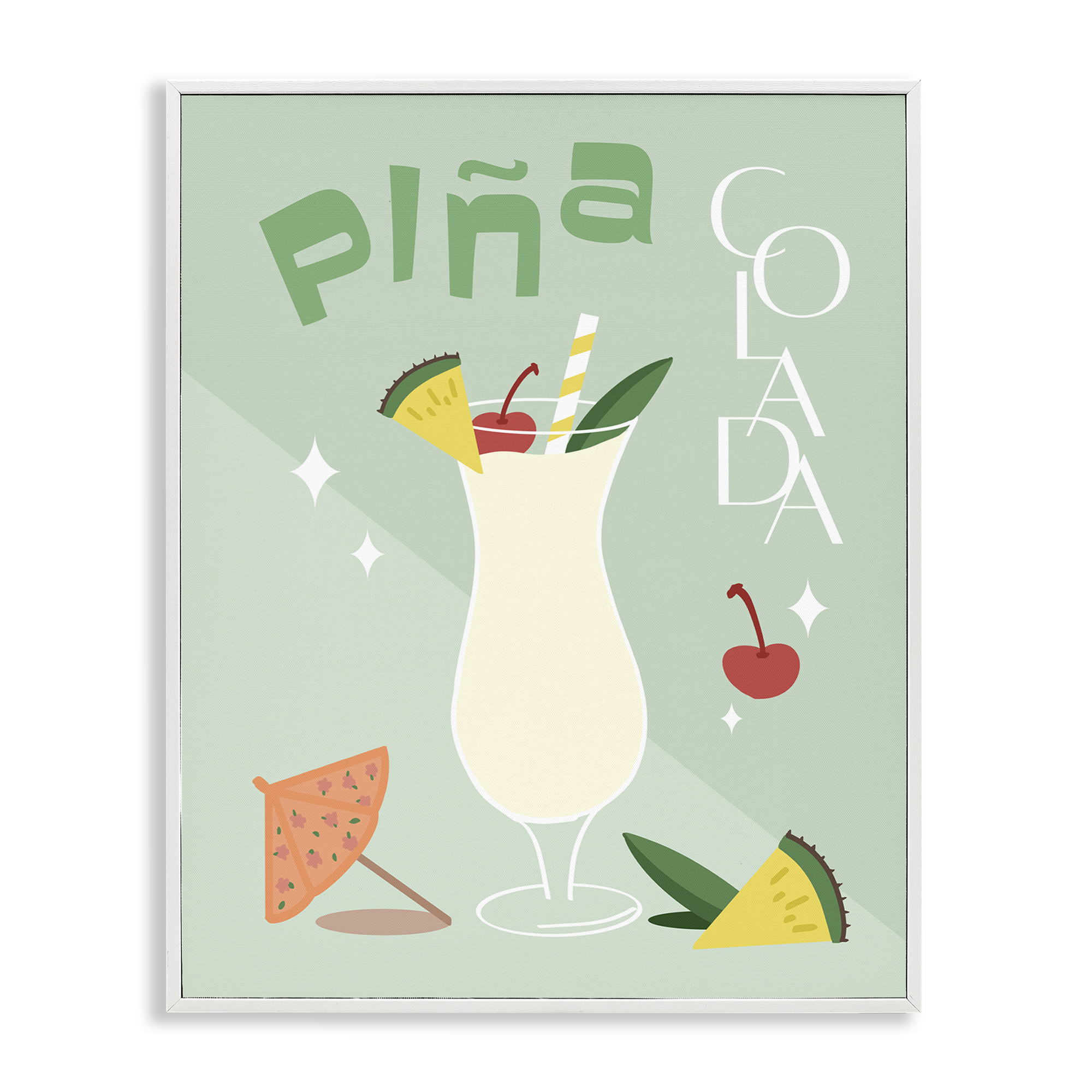 Stupell Industries Pina Colada Typography Food & Beverage Painting White Framed Art Print Wall Art, 11 x 14
