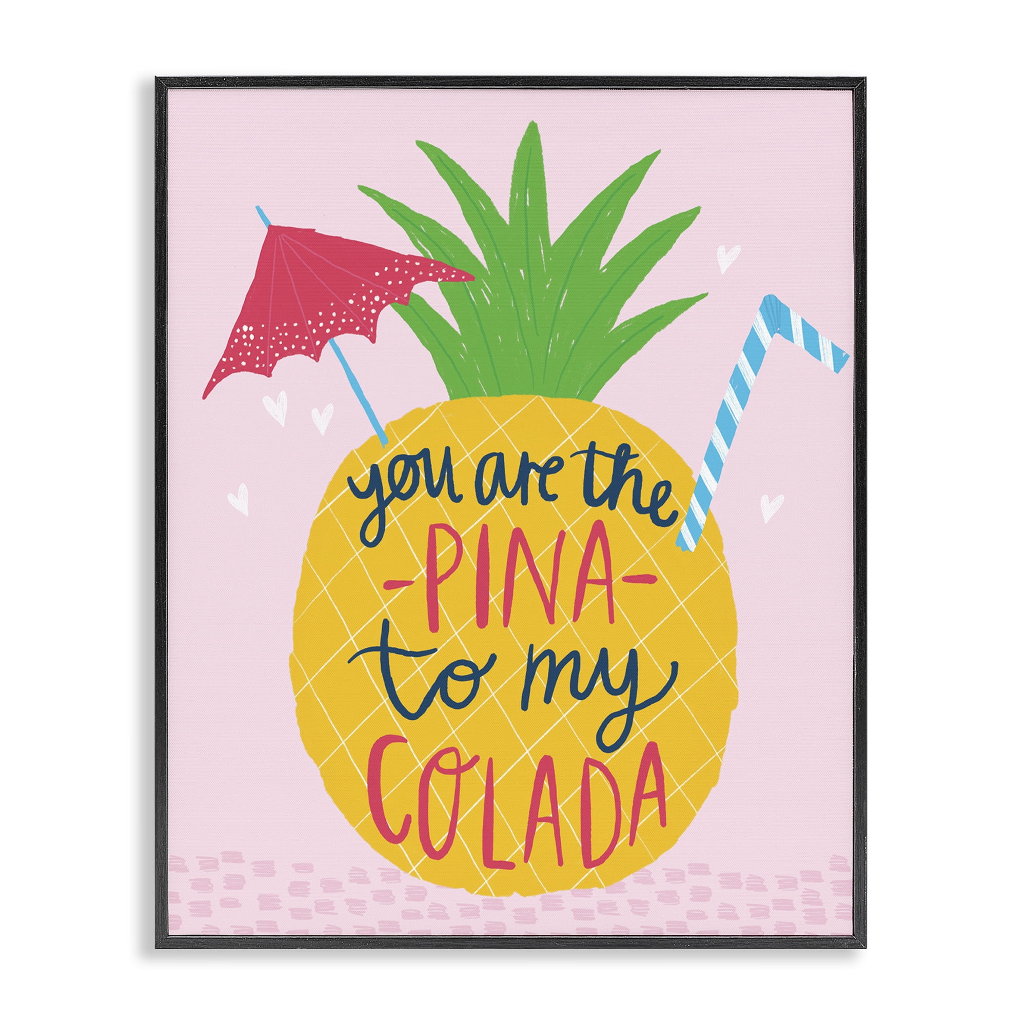 Stupell Industries Pina To My Colada Food & Beverage Painting Black Framed Art Print Wall Art, 16 x 20