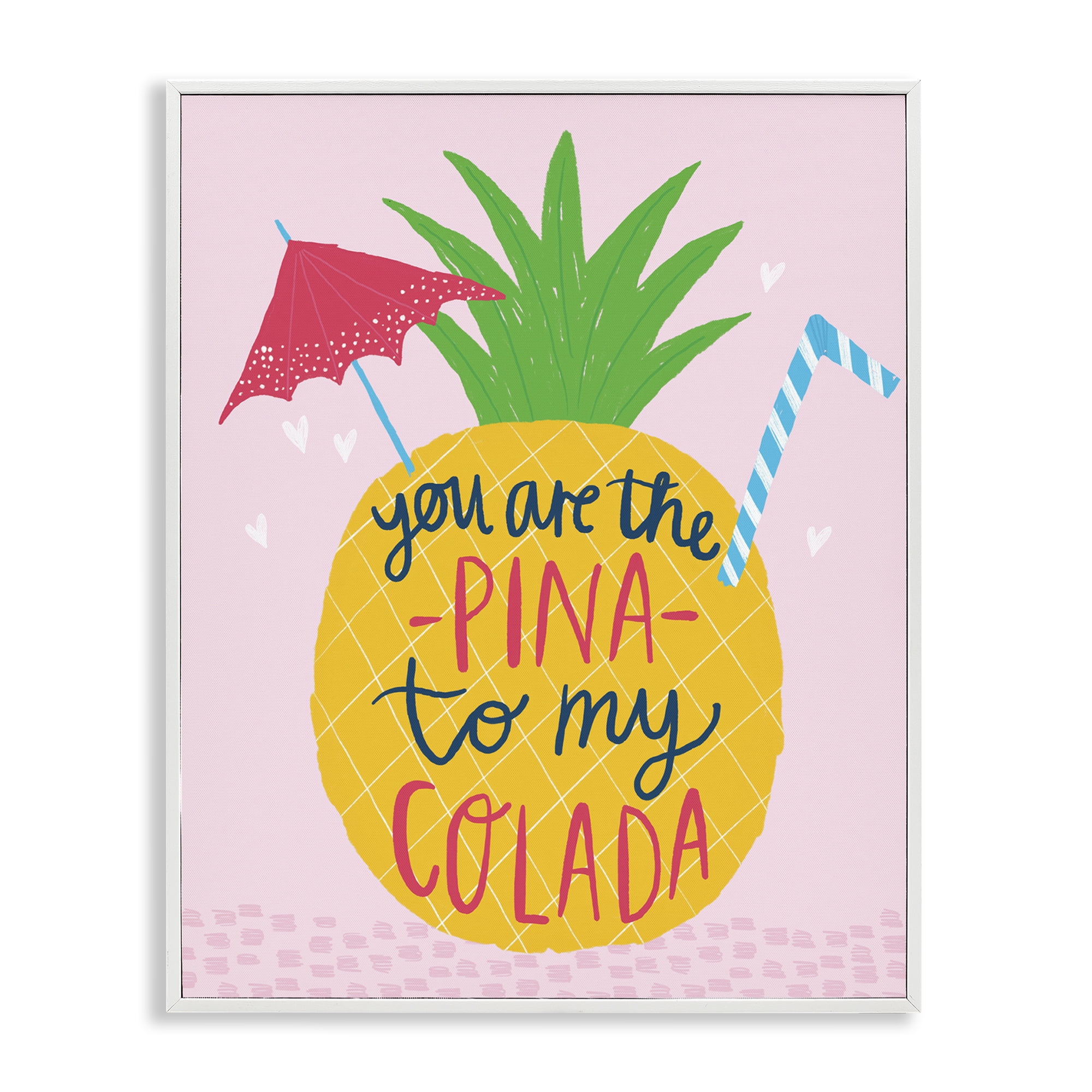Stupell Industries Pina To My Colada Food & Beverage Painting White Framed Art Print Wall Art, 16 x 20