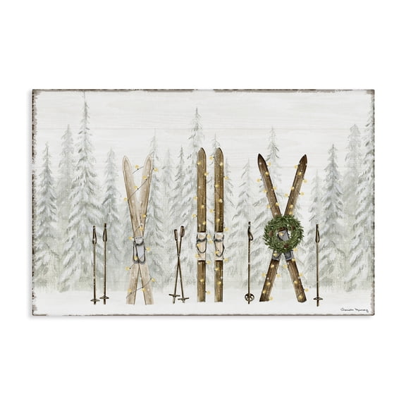 Stupell Industries Pine Lodge Ski Motif Sports & Sports Teams Painting Wrapped Canvas Canvas Art Print Wall Art, 24 x 16