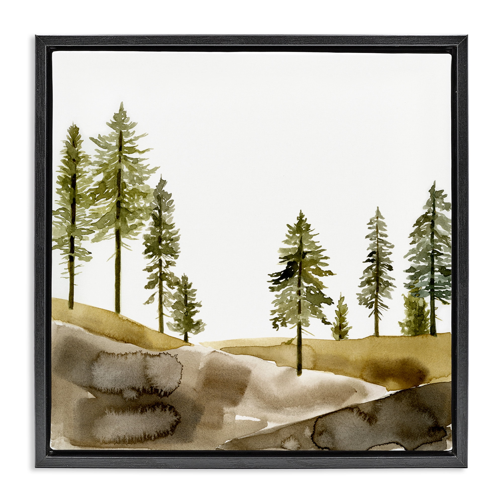 25" Square Green and Brown Abstract Landscape Canvas Print