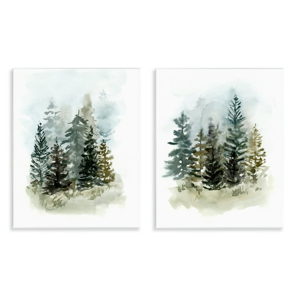 Stupell Industries Pine Trees Forest Grove Landscape & Nature Painting Unframed Art Print Wall Art, 11 x 14, Set of 2