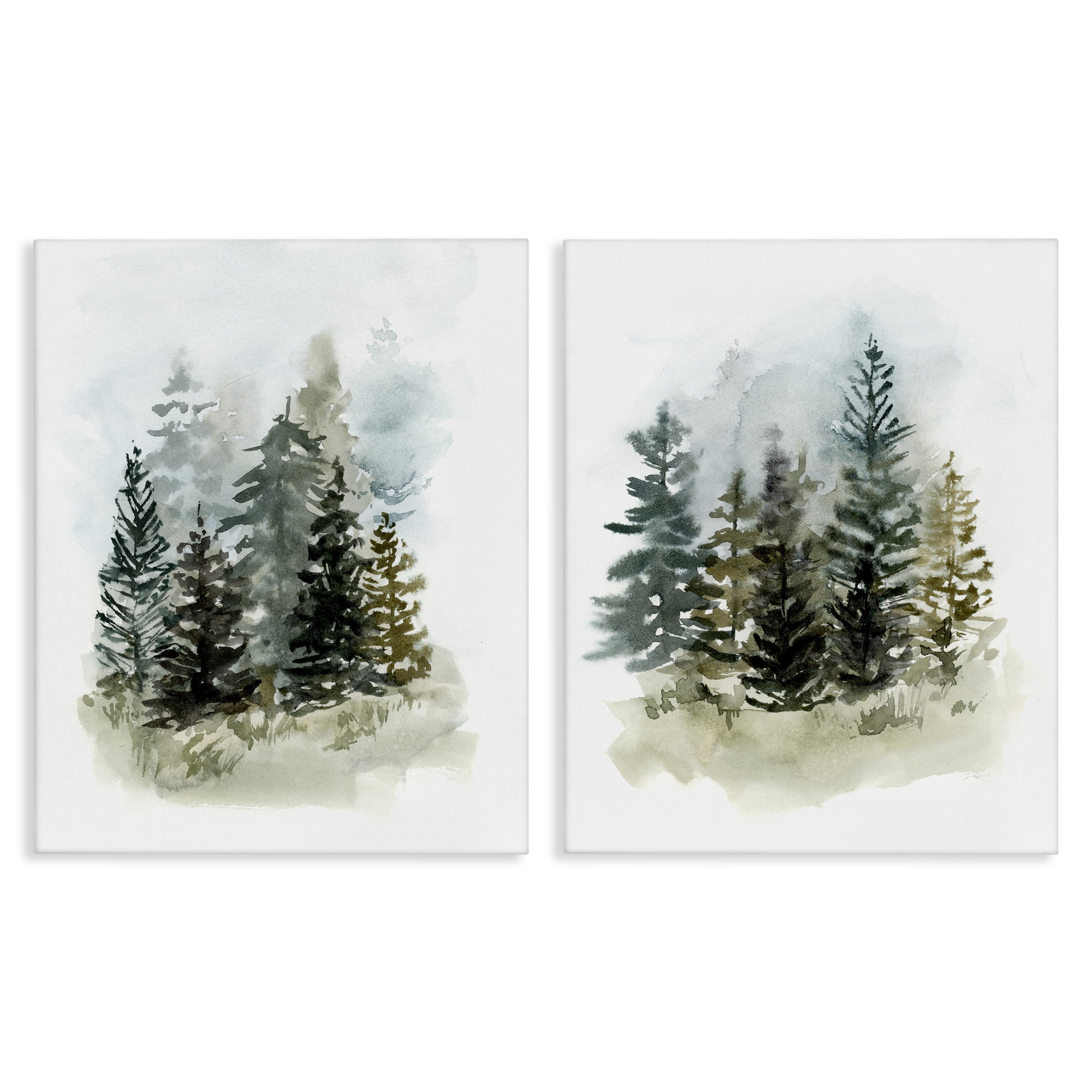 Stupell Industries Pine Trees Forest Grove Landscape & Nature Painting Wrapped Canvas Art Print Wall Art, 16 x 20, Set of 2