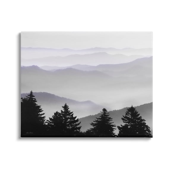 Stupell Industries Pine Trees Silhouettes Foggy Mountain Range Peaks Photograph Gallery Wrapped Canvas Print Wall Art, Design by Lori Deiter