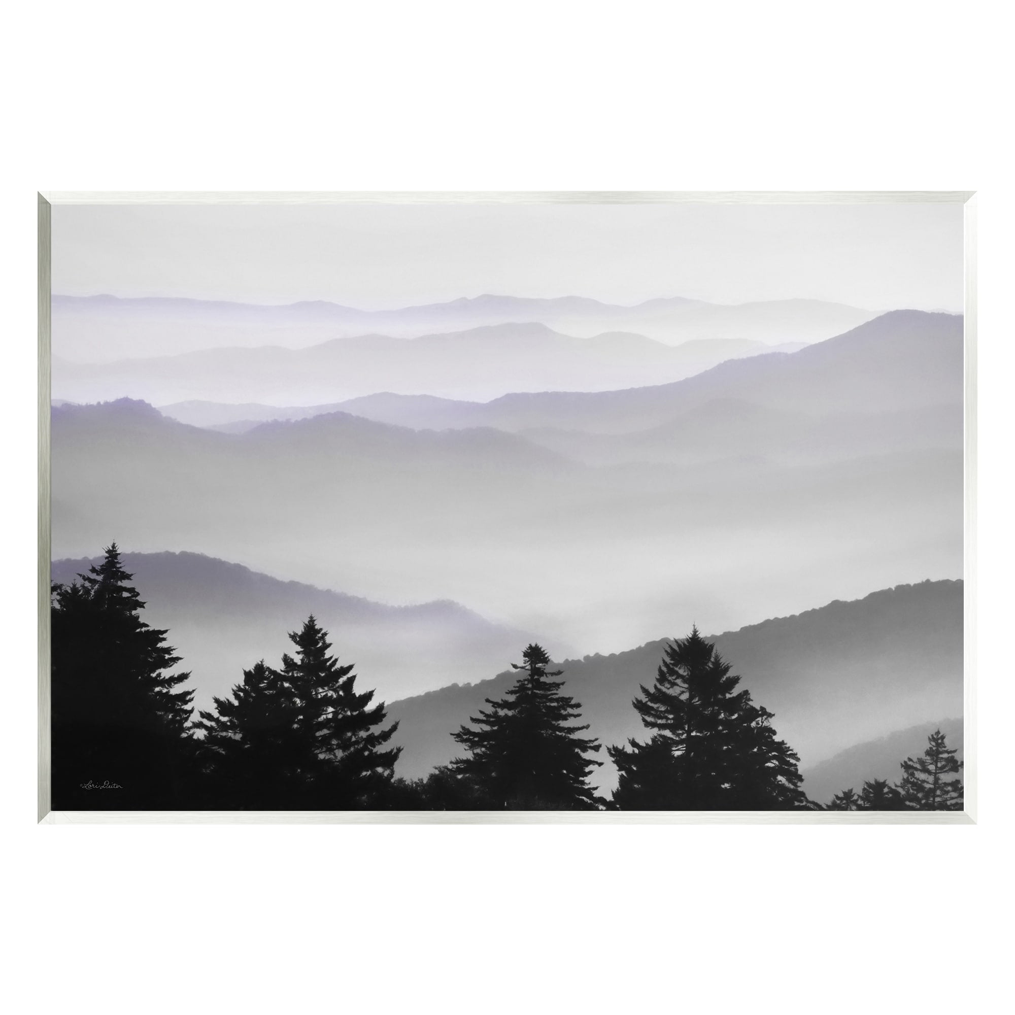 Stupell Industries Pine Trees Silhouettes Foggy Mountain Range Peaks Photograph Unframed Art Print Wall Art, Design by Lori Deiter