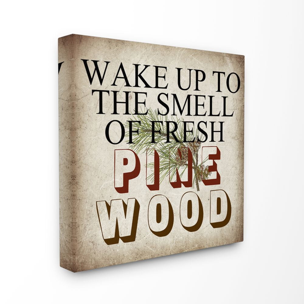 Stupell Industries Pine Wood Country Home Textured Word Design Canvas Wall Art by Sheldon Lewis