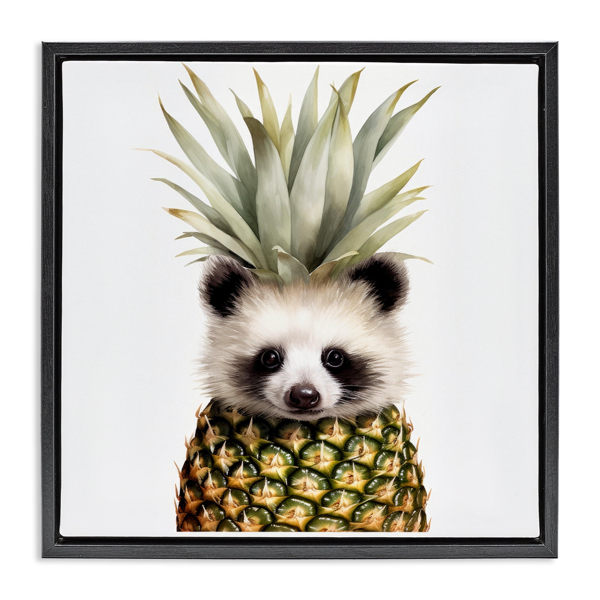 Stupell Industries Pineapple Panda Cub Black Framed Floater Canvas Wall Art, design by Lazar Studio