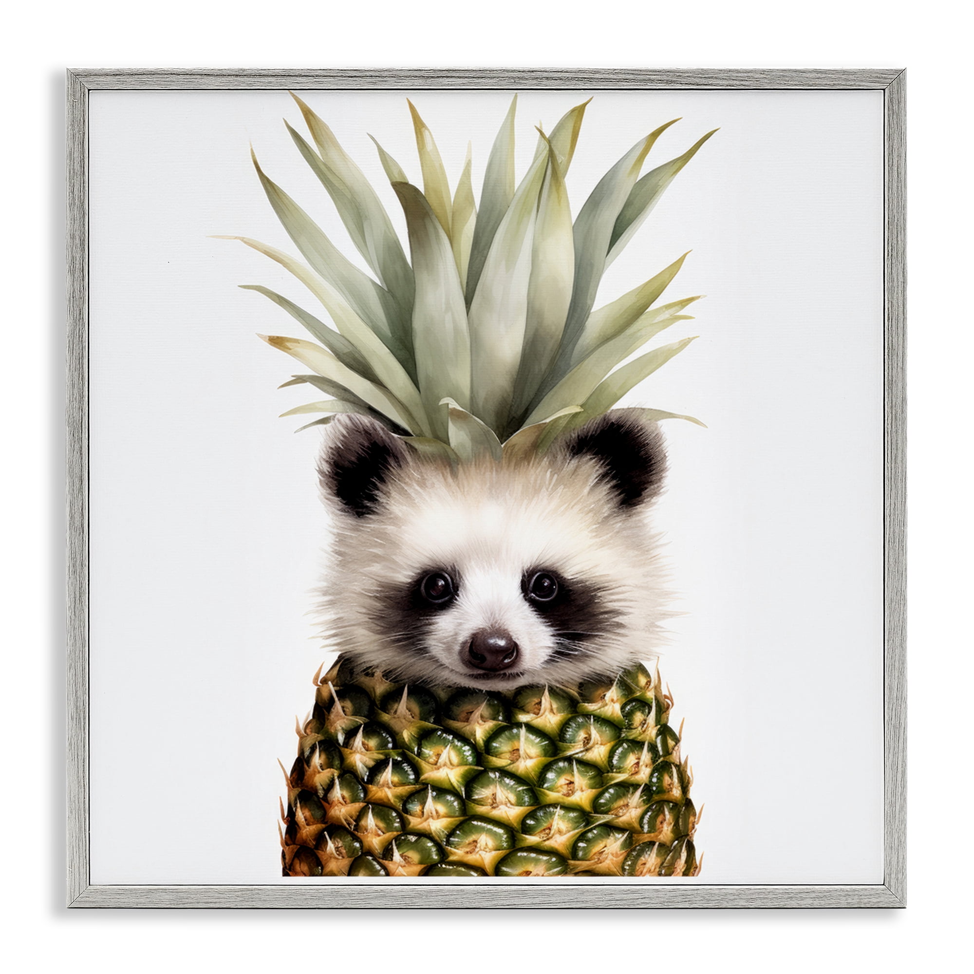 Stupell Industries Pineapple Panda Cub Gray Framed Giclee Art, design by Lazar Studio