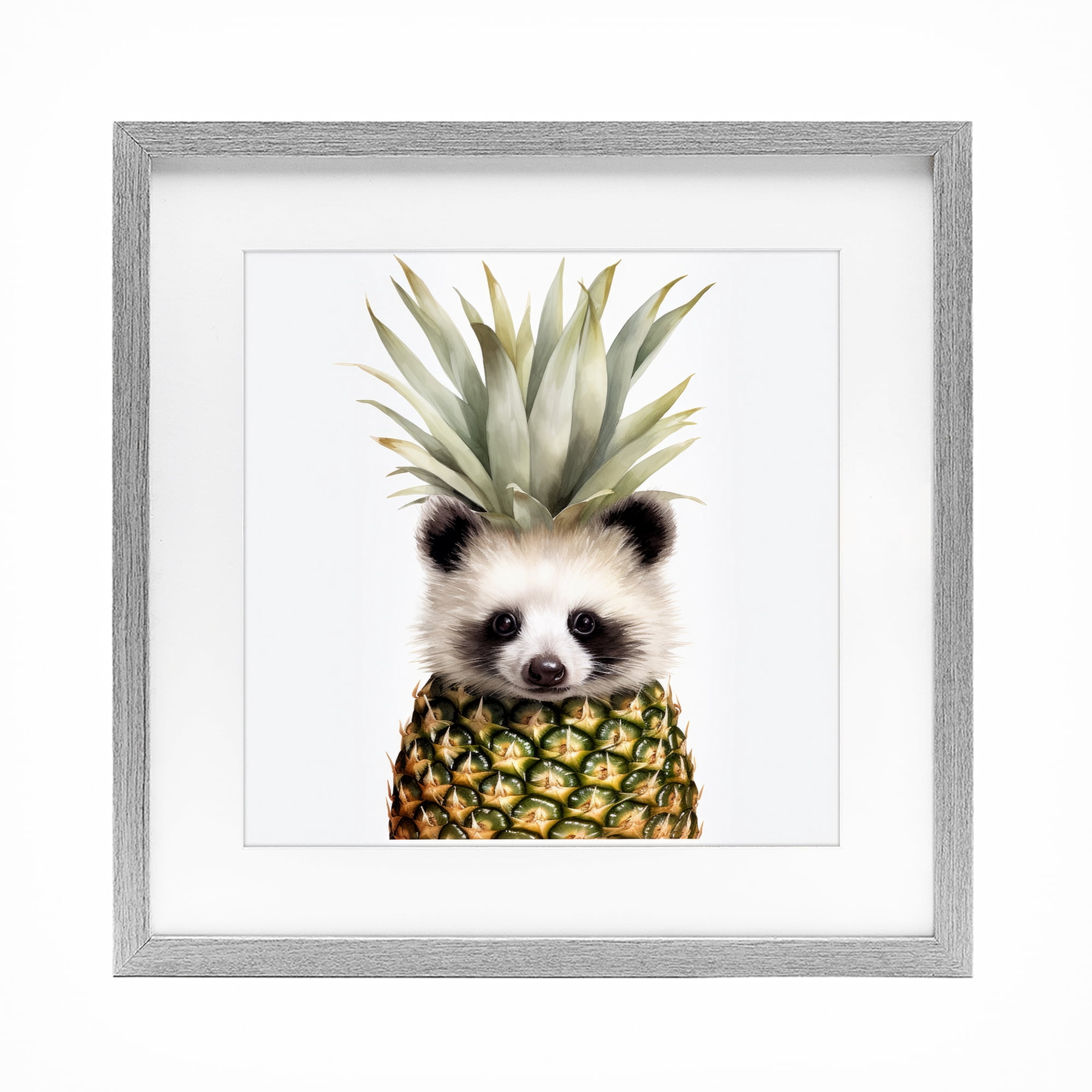 Stupell Industries Pineapple Panda Cub Gray Framed Print Under Glass, design by Lazar Studio