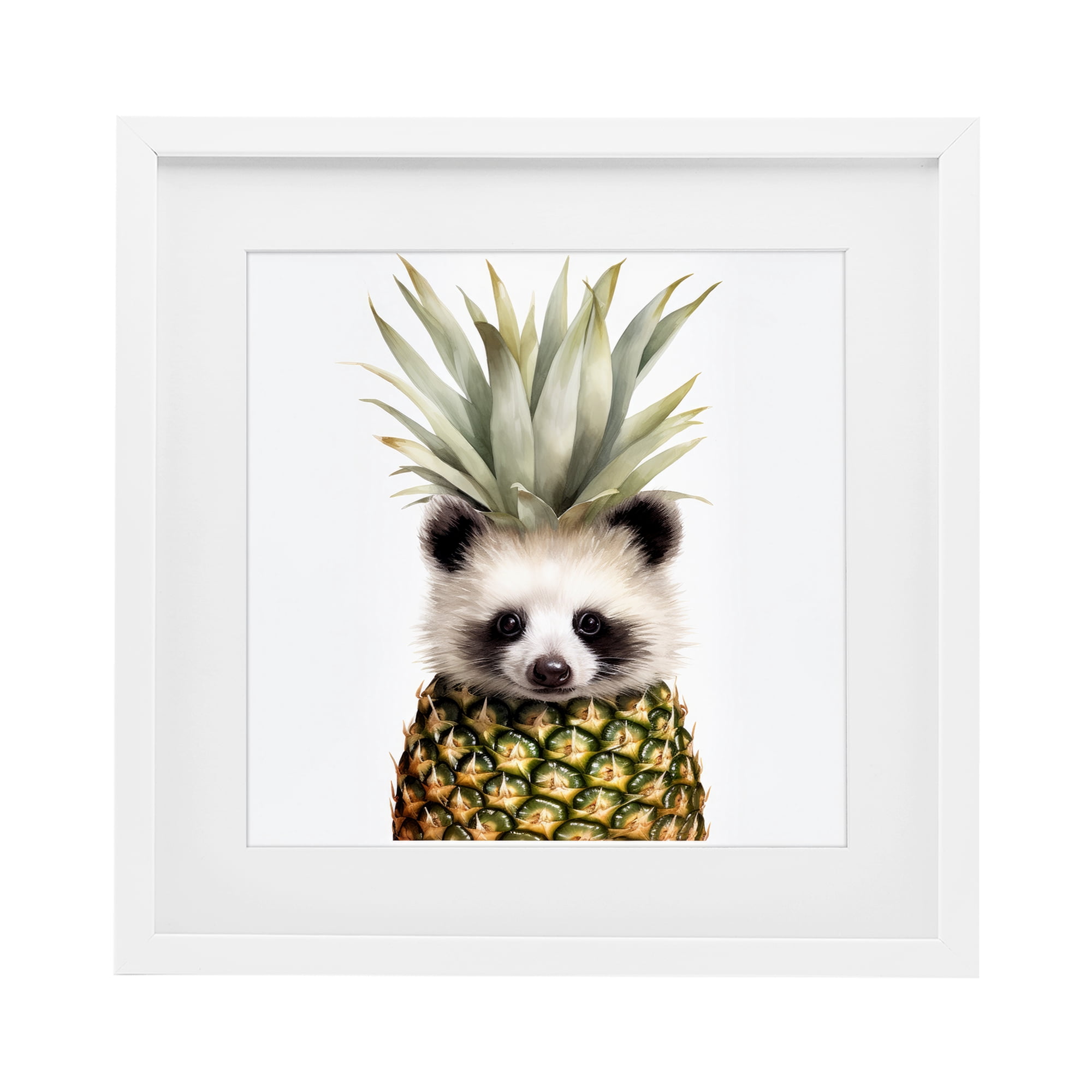 Stupell Industries Pineapple Panda Cub White Framed Print Under Glass, design by Lazar Studio