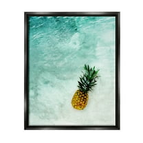 Stupell Industries Pineapple on Beach Ripples Nature Photography Black Floater Framed Art Print Wall Art, 17 x 21