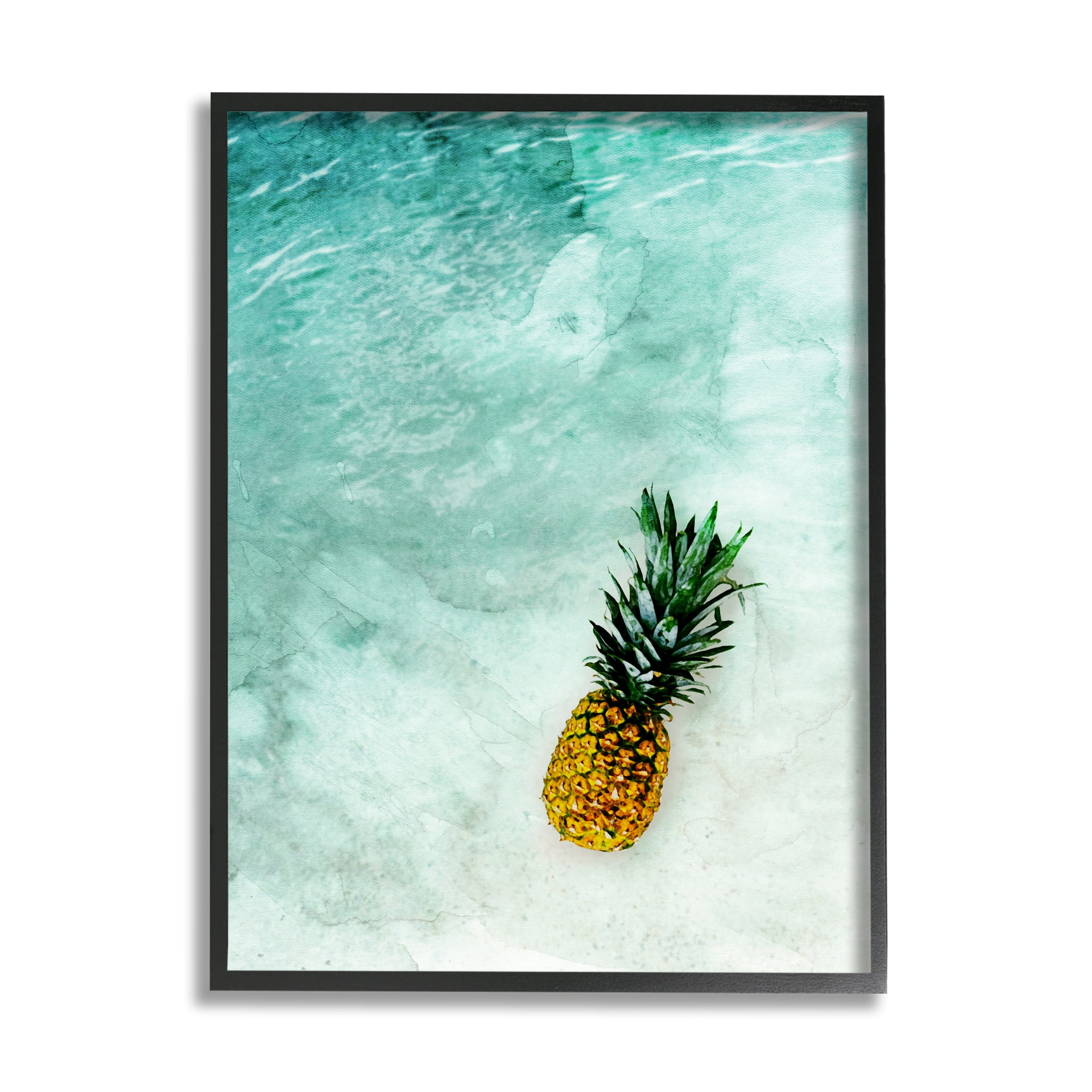 Stupell Industries Pineapple on Beach Ripples Nature Photography Black Framed Art Print Wall Art, 11 x 14