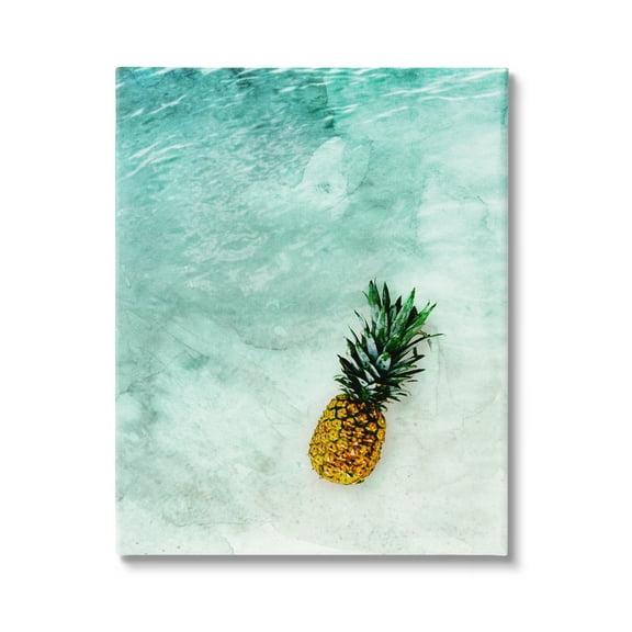 Stupell Industries Pineapple on Beach Ripples Nature Photography Gallery Wrapped Canvas Print Wall Art, 16 x 20