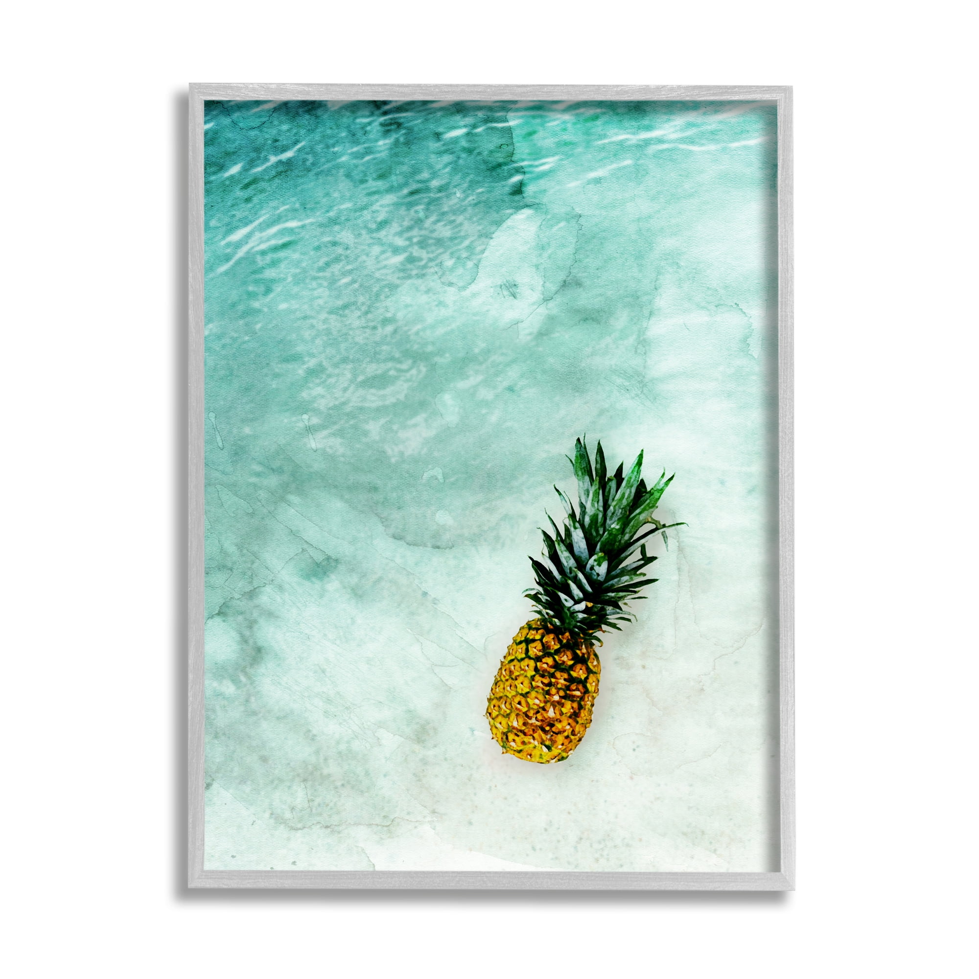 Stupell Industries Pineapple on Beach Ripples Nature Photography Gray Framed Art Print Wall Art, 24 x 30