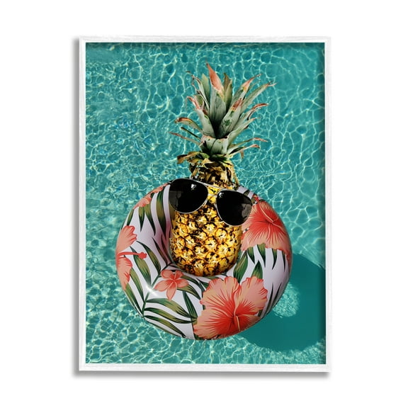 Stupell Industries Pineapple on Beach Tube Food & Beverage Painting White Framed Art Print Wall Art, 24 x 30