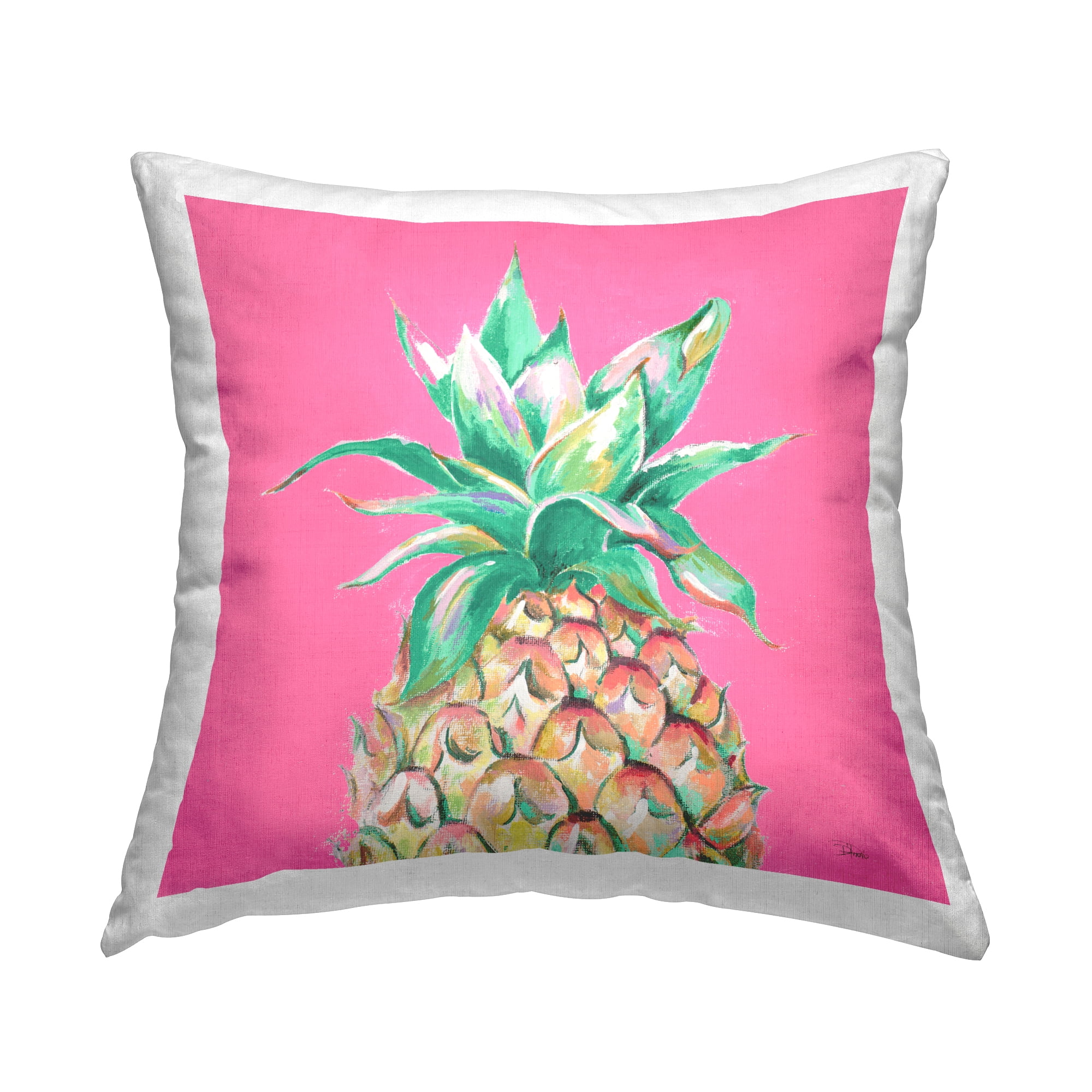 Stupell Industries Pineapple on Pink Decorative Printed Throw Pillow Design by Patricia Pinto.