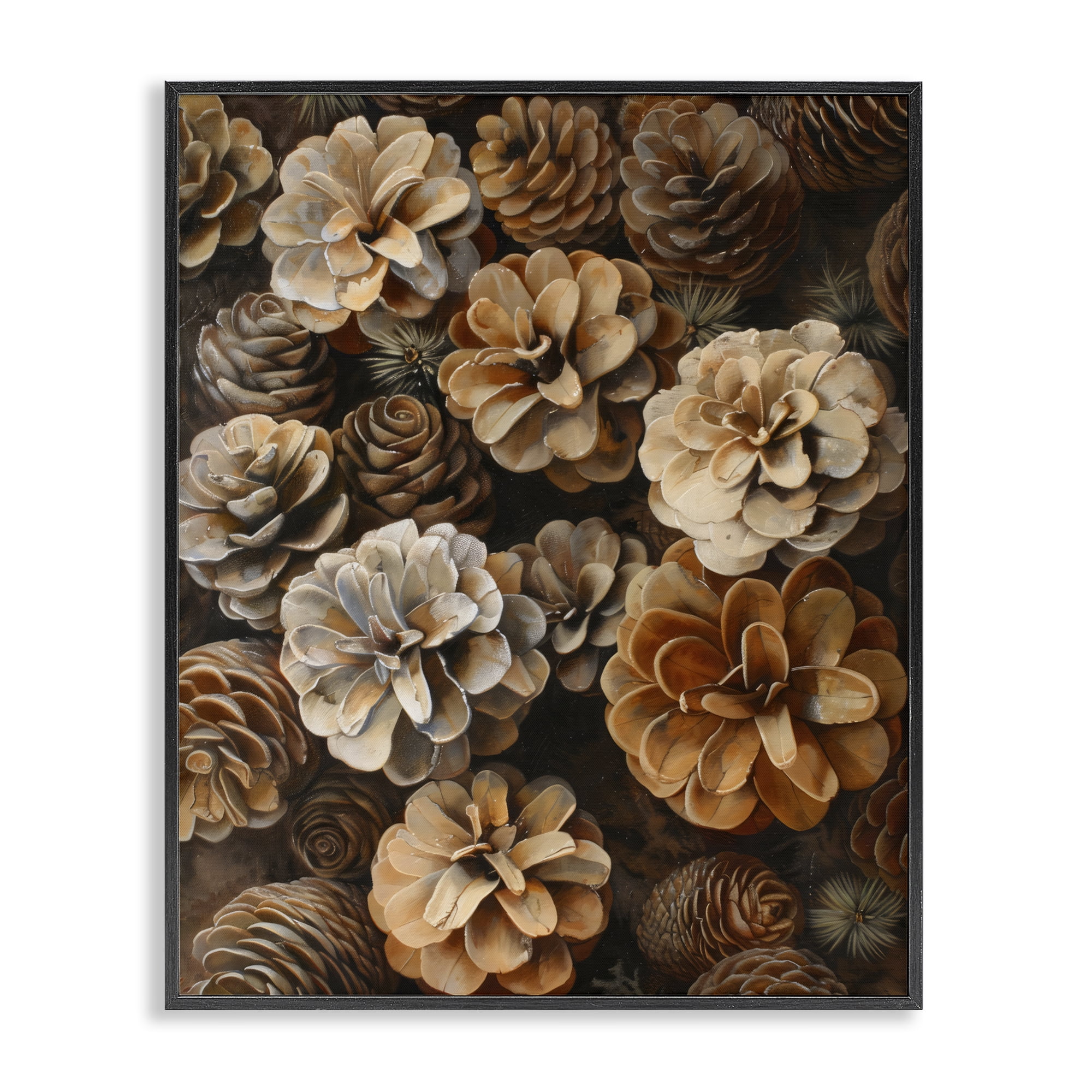 Stupell Industries Pinecone Arrangement Rustic Botanicals Black Framed Giclee Art, design by Creative Studio
