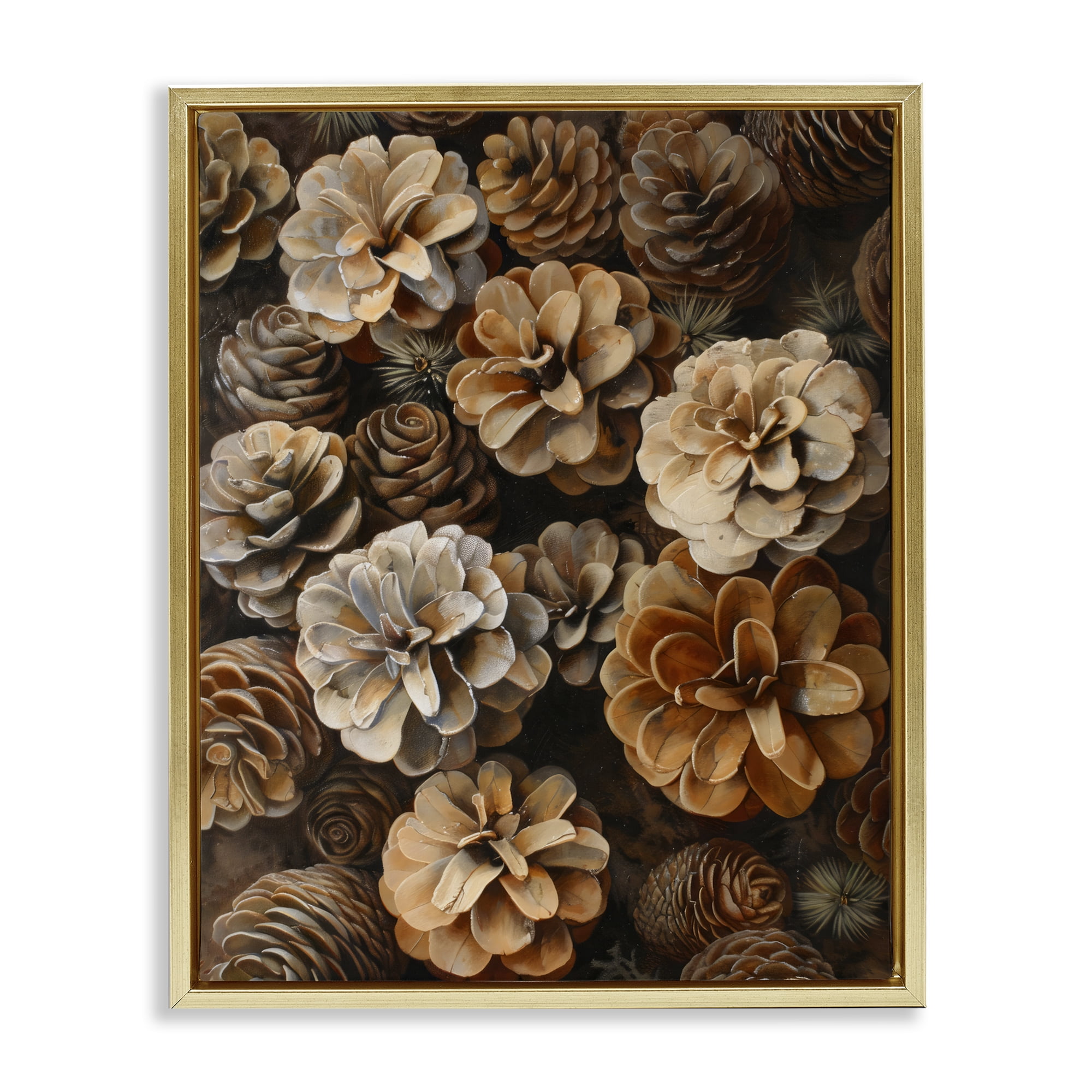 Stupell Industries Pinecone Arrangement Rustic Botanicals Gold Framed Floater Canvas Wall Art, design by Creative Studio