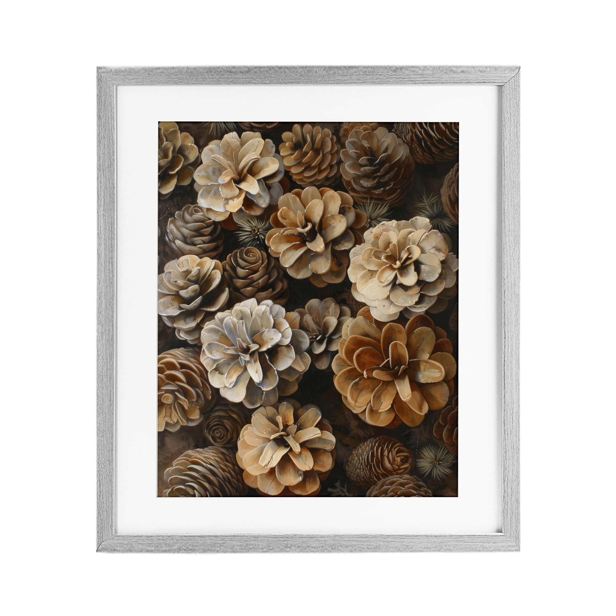 Stupell Industries Pinecone Arrangement Rustic Botanicals Gray Framed Print Under Glass, design by Creative Studio