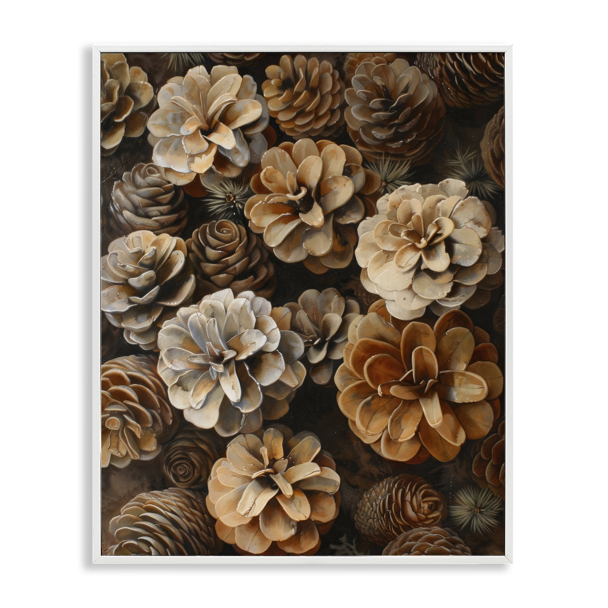Stupell Industries Pinecone Arrangement Rustic Botanicals White Framed Giclee Art, design by Creative Studio
