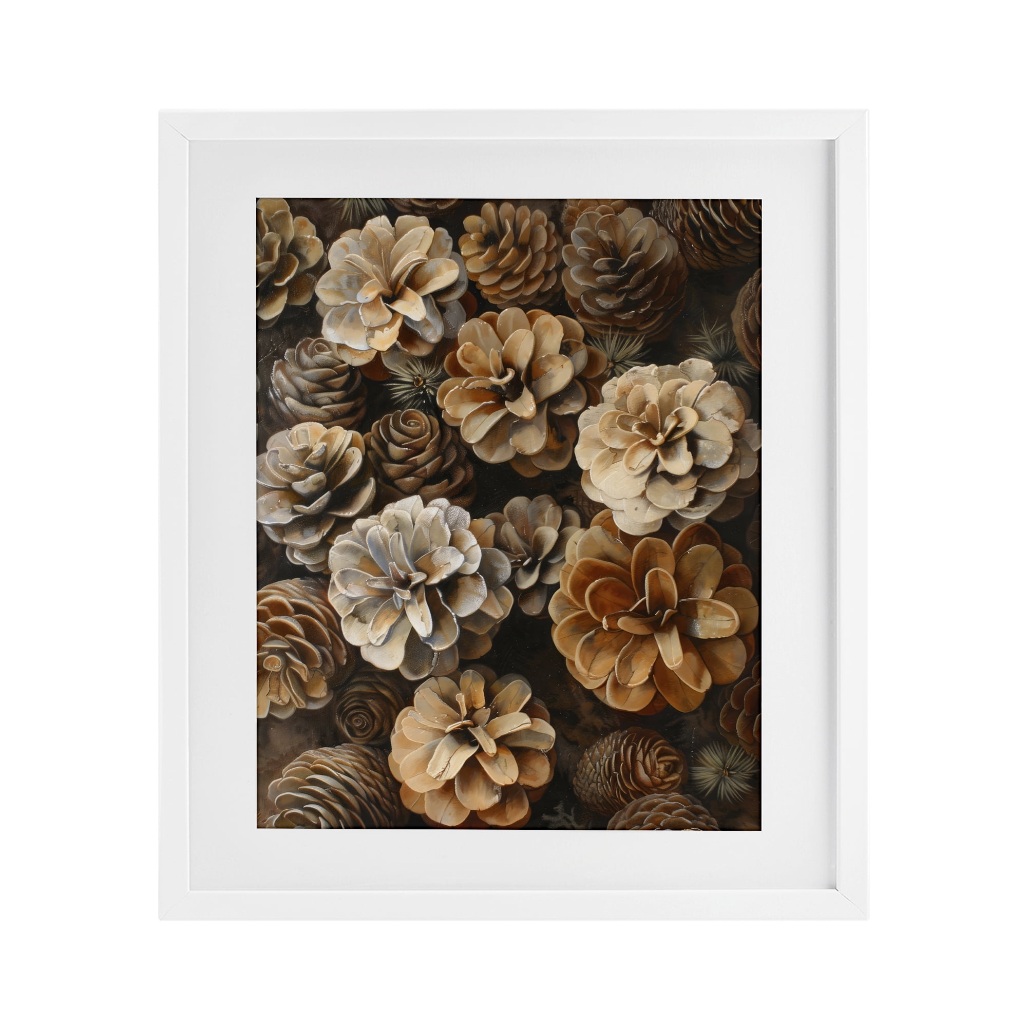 Stupell Industries Pinecone Arrangement Rustic Botanicals White Framed Print Under Glass, design by Creative Studio